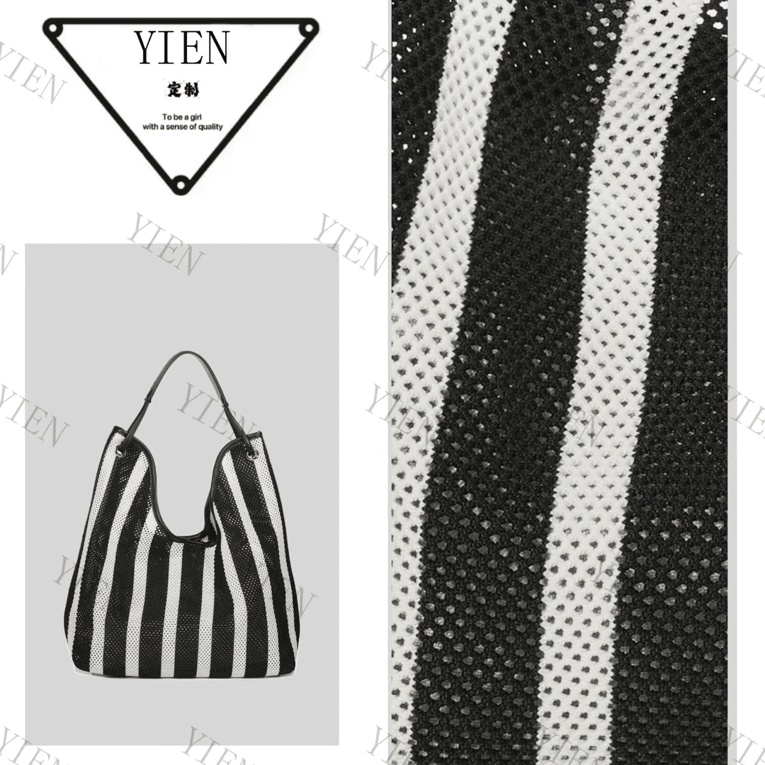 YIEN/尹恩·原创设计  真皮高定手提包BV0031C-黑白条纹