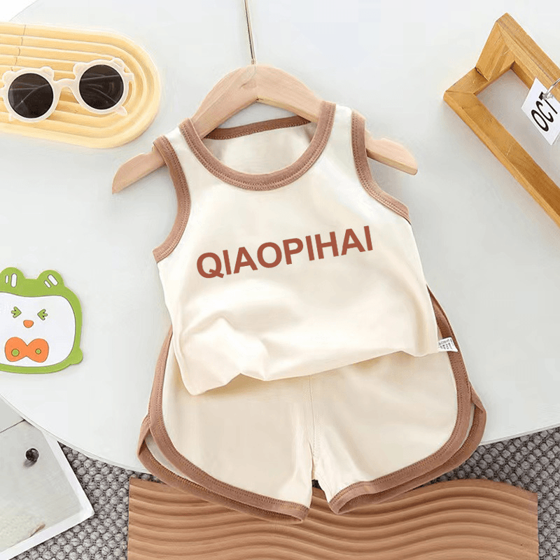 【西元家】儿童背心套装夏季薄款男童女宝宝短裤中小童运动两件套潮