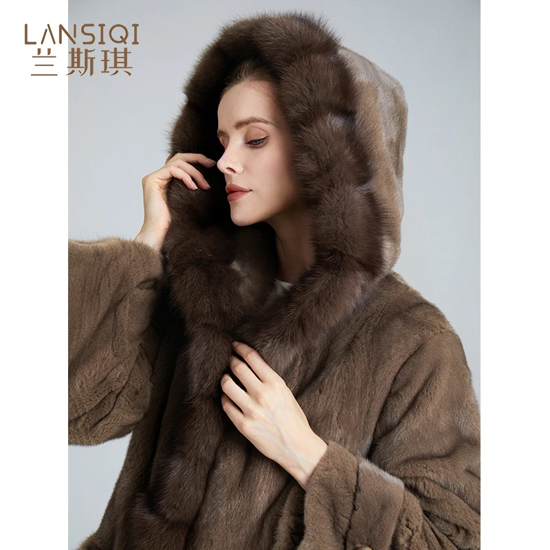 2024新款貂皮大衣女俄罗斯水貂气质长款过膝进口整水貂皮草外套