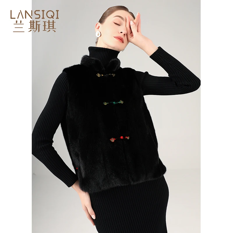 新中式水貂马甲女貂皮大衣短款进口整貂2025年新款年轻时尚皮草冬