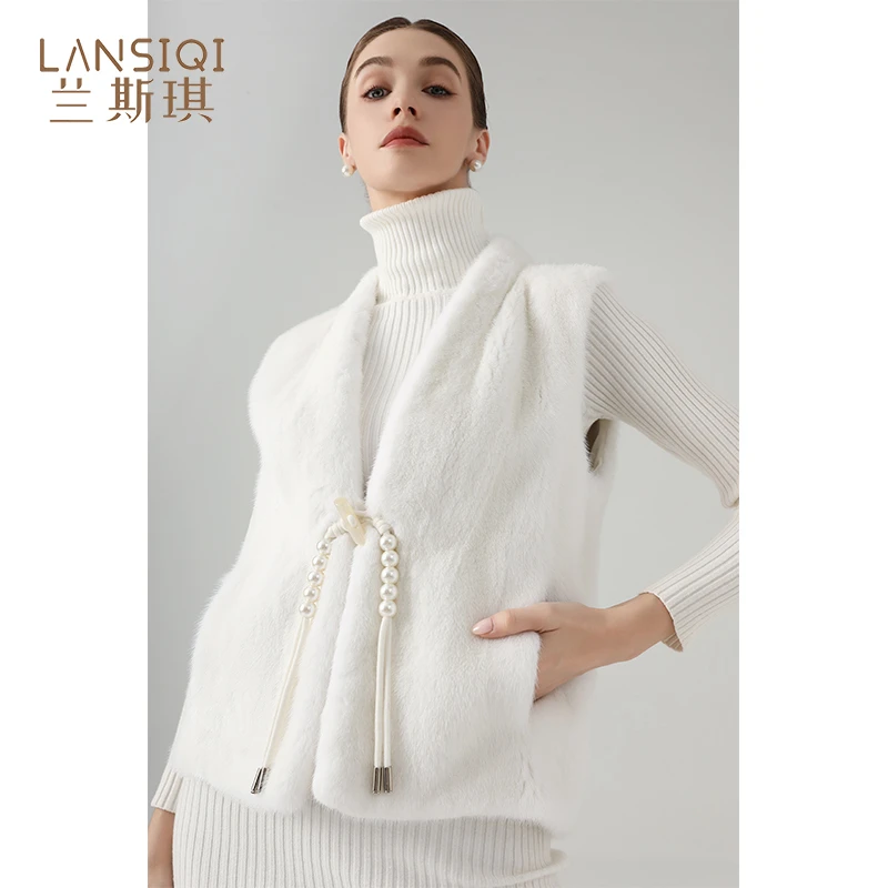 水貂马甲貂皮大衣女年轻款2025年新款时尚彩色进口整貂皮草外套女