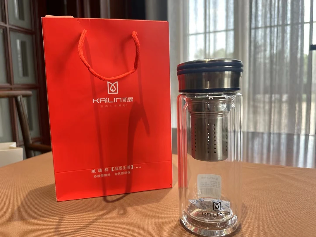 凯霖办公玻璃杯双层男士商务水杯水晶透明高档茶杯礼品团购