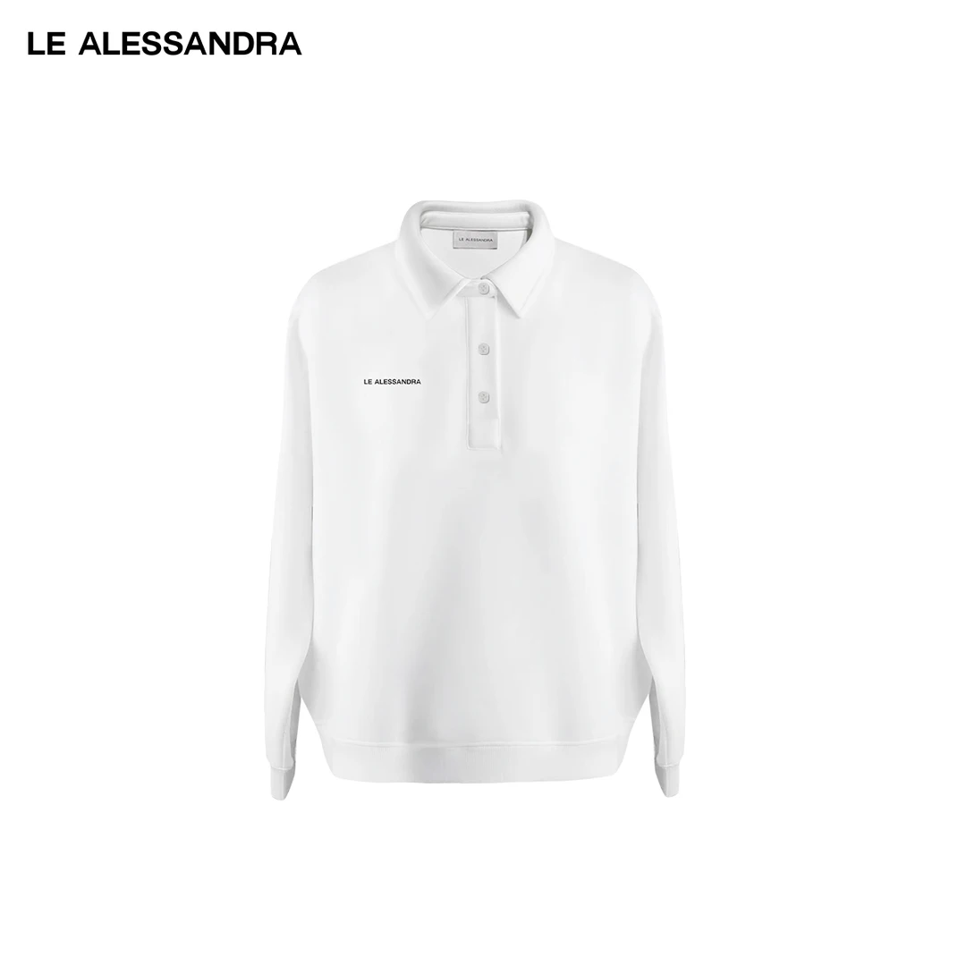 品牌直营 LE ALESSANDRA 空气棉秋季POLO设计翻领长袖卫衣上衣