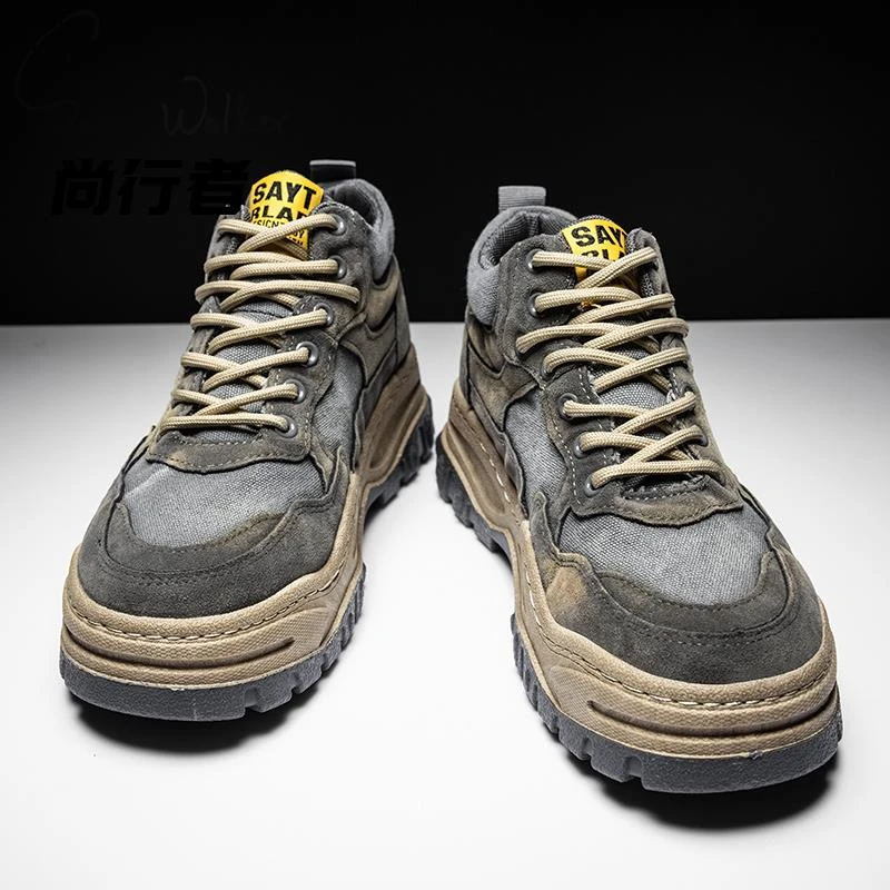 劳保鞋男透气防臭工作防砸厚底耐脏工地防滑干活男鞋秋季休闲潮鞋