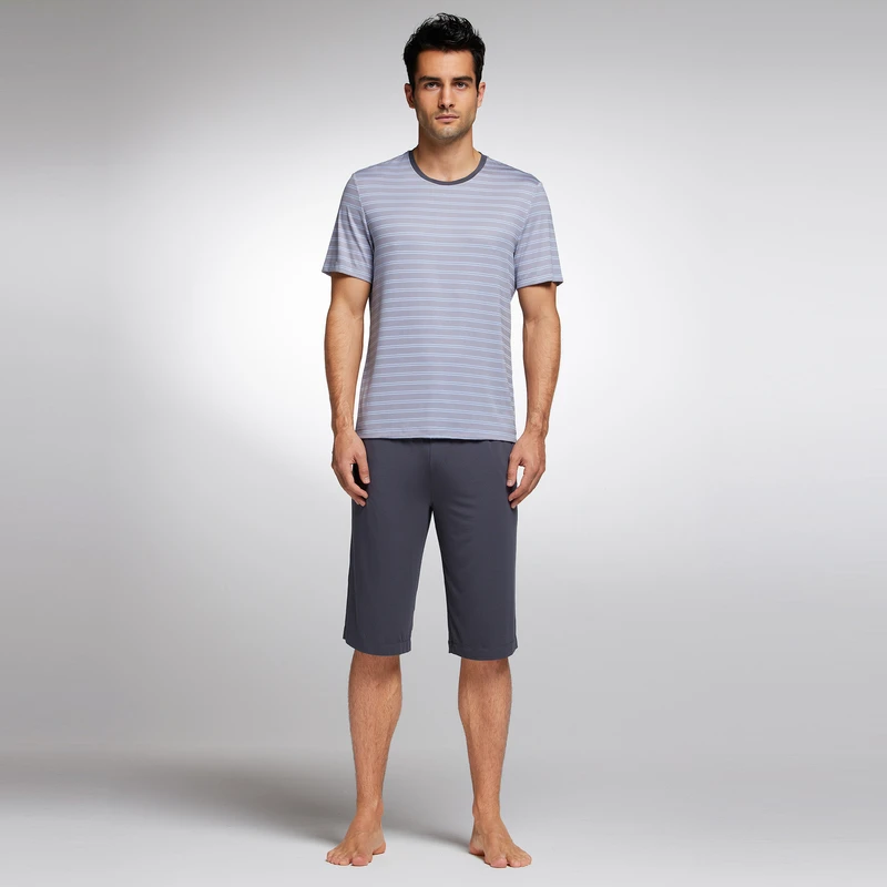 爱慕AimerMen23SS休闲条纹舒适透气薄款情怀弹力男士短裤NS42J702