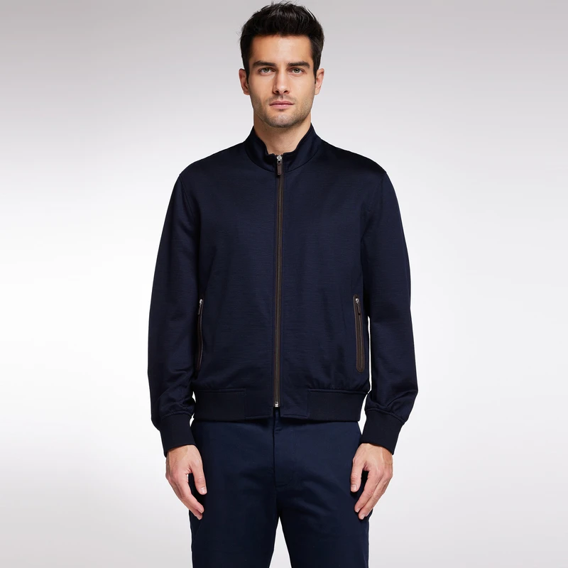 Aimer Men23SS休闲高尔夫男士立领开衫长袖夹克NS62J911春季商务