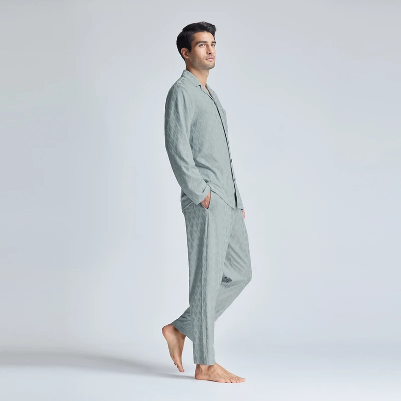 爱慕先生24SS高莫提花家居长裤男士宽松简约春夏薄款NS42L101