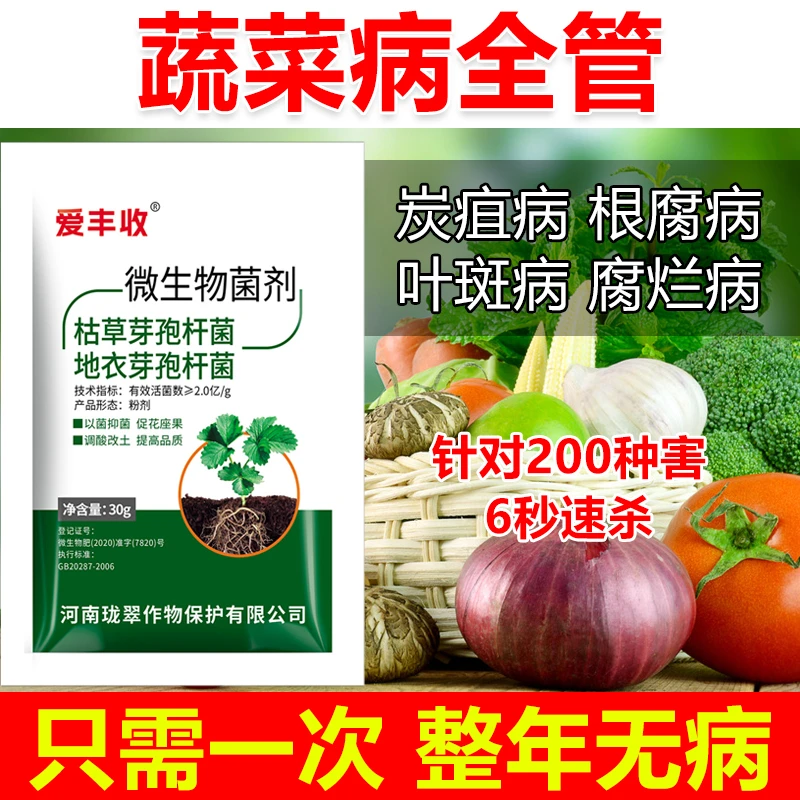 蔬菜杀菌剂蔬菜病全治蔬菜专用药蔬菜微生物菌剂农用软腐病叶斑病