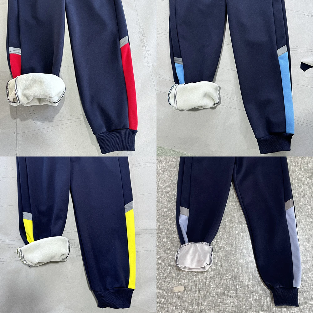 威海小学加绒保暖校服裤中大童外穿长裤藏青色拼接裤子休闲洋气