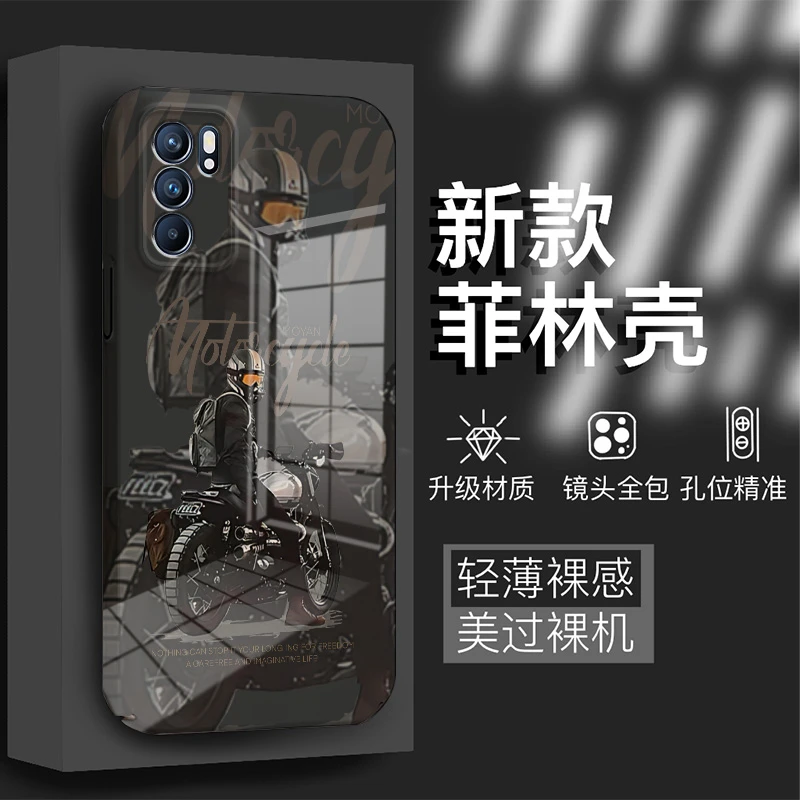 OPPOReno6新款菲林亮面酷帅机车全包保护手机壳