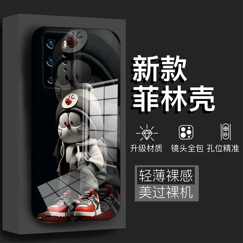 华为P40Pro新款菲林创意冷酷插兜机器猫全包保护手机壳
