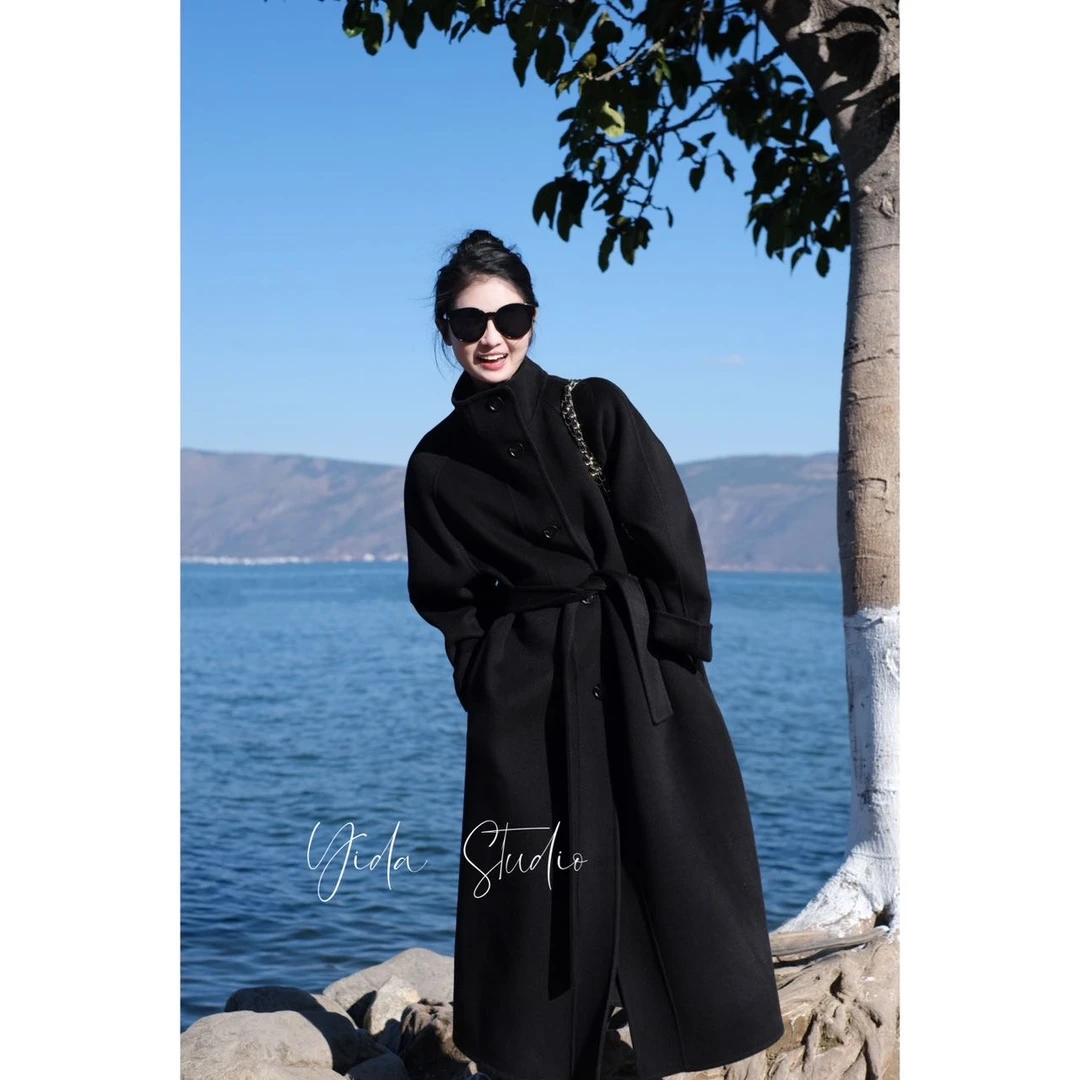 YIDA【静候初雪】黑色厚款百搭气质大衣