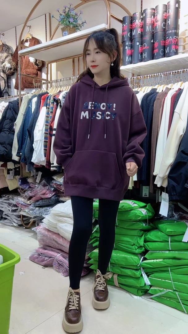 【韩衣舍】韩版复古宽松卫衣时尚百搭休闲加绒加厚女装