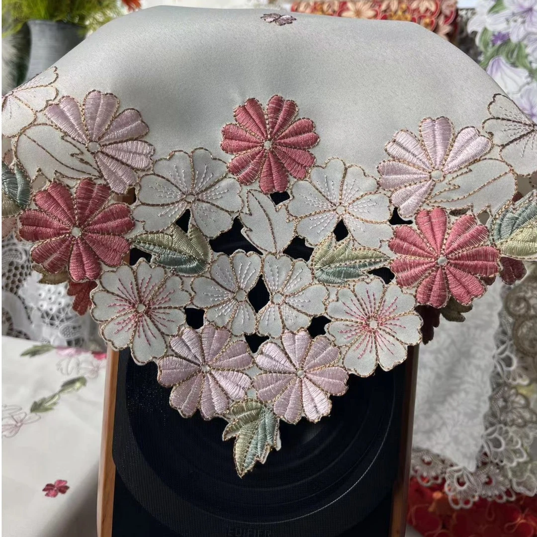 cc36-春色满园粉色花朵55*55盖布买一送一