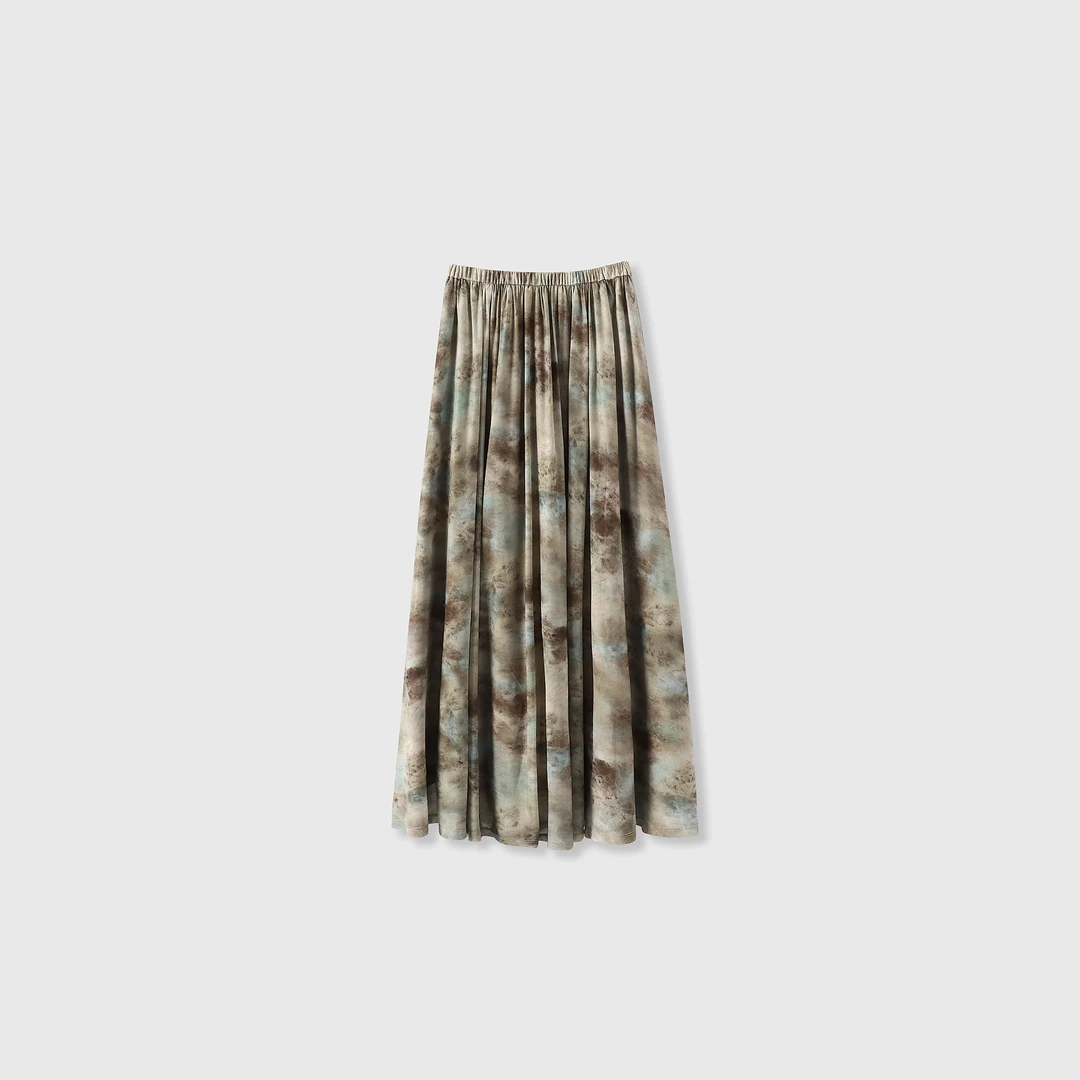 气质高腰时尚休闲水墨画扎染半身长裙212-999-M23B65A【如如专属】