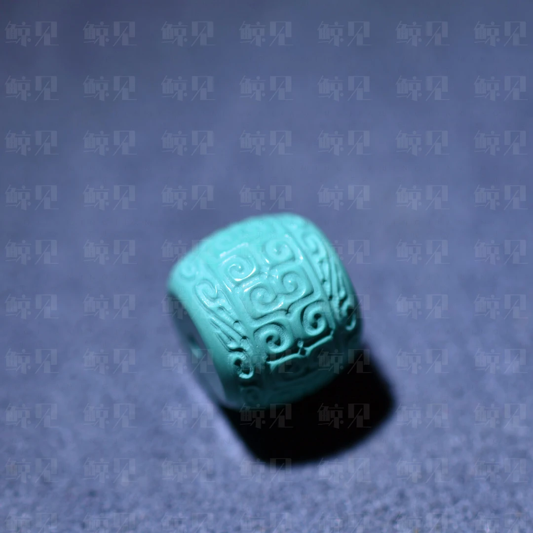 鲸见仿松石回纹老型珠散珠变色雕刻高瓷百香金刚星月DIY国风配饰