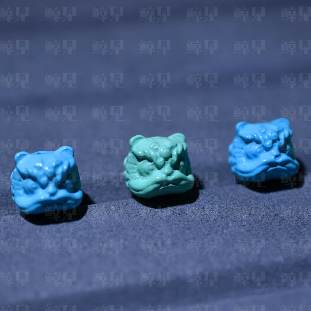 鲸见仿松石雕刻醒狮散珠变色精工腰珠百香籽金刚星月DIY国风配饰