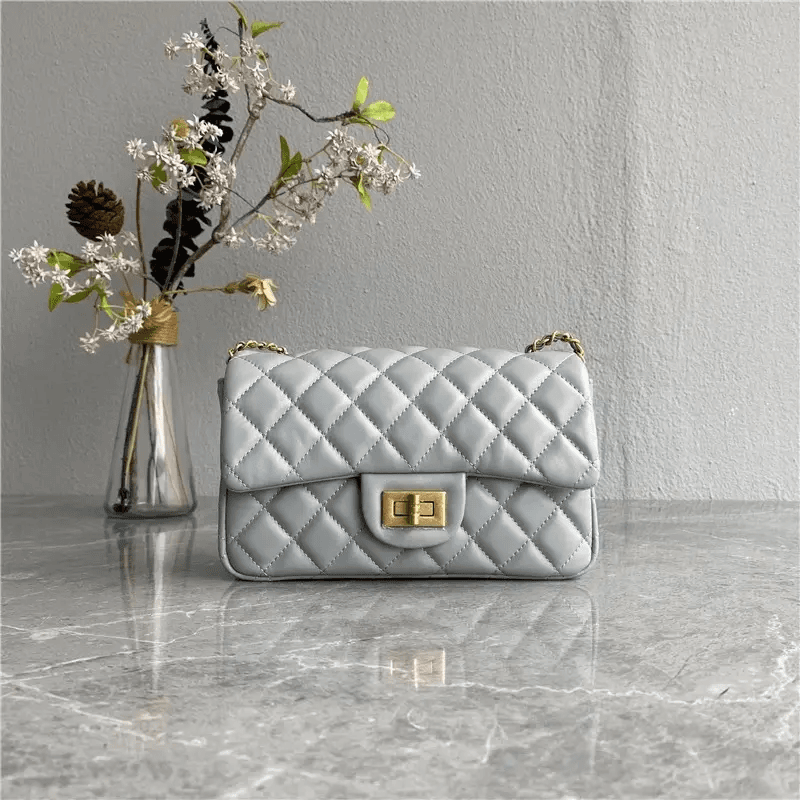 新款小香风方胖子链条包菱格斜挎包女