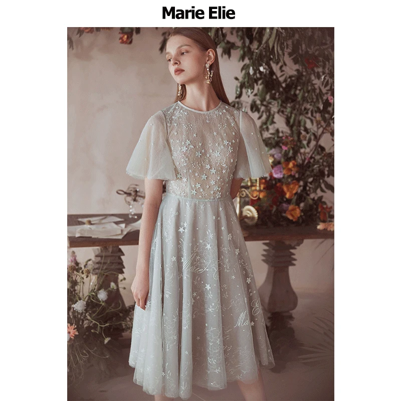 【宠粉专属】Marie Elie【月光手书】重工刺绣连衣裙EAA12M10064