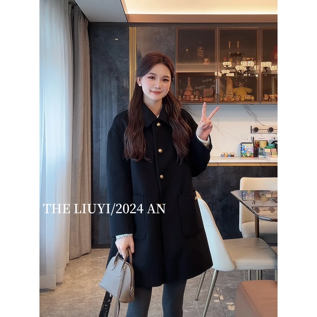 【LIUYI】鎏金岁月~双面呢羊毛混纺中长款大衣49187