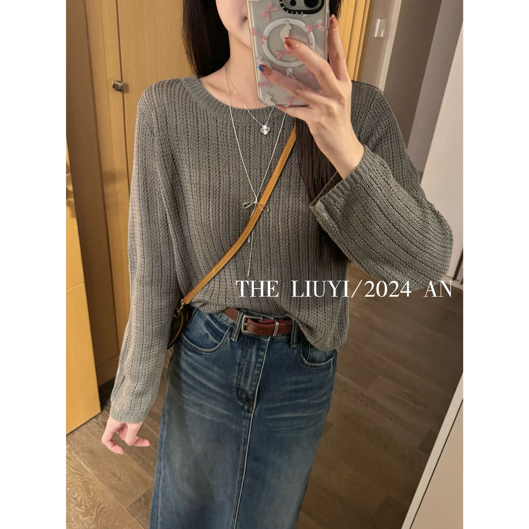 【LIUYI】枫林晚~秋季设计感纽扣针织衫49051