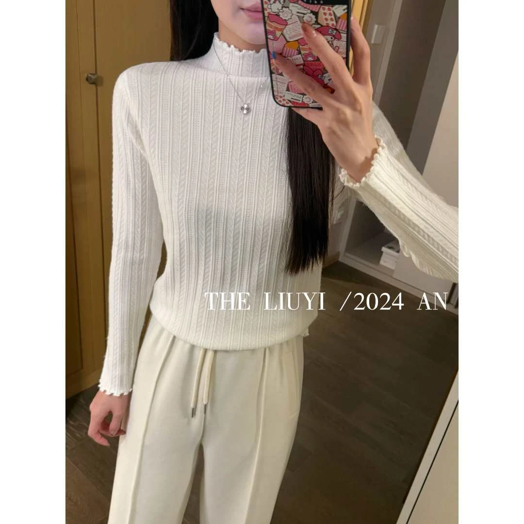 【LIUYI】木耳边~冬季半高领设计感针织打底衫49291