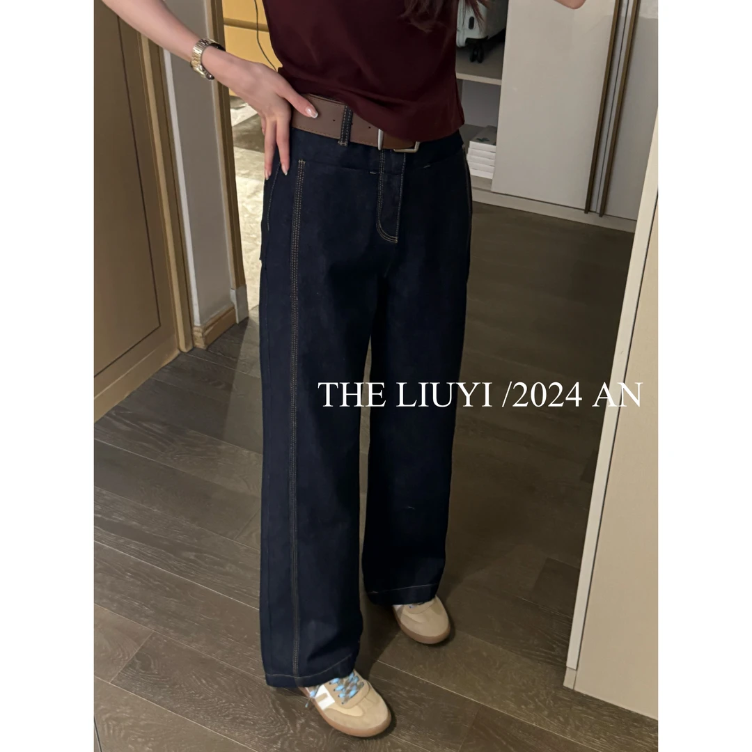 【LIUYI】高腰窄版牛仔直筒裤48035