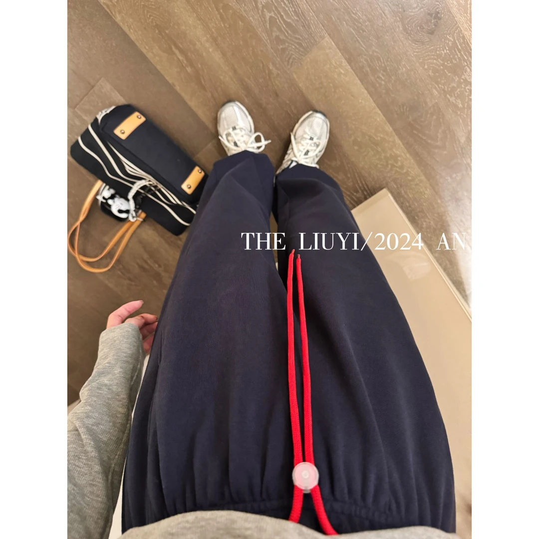 【LIUYI】新氧卫裤~秋季设计感撞色束脚两穿卫裤49033