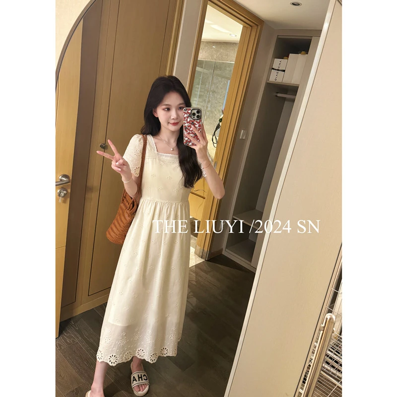 【LIUYI】南法假日~重工刺绣提花连衣裙45231