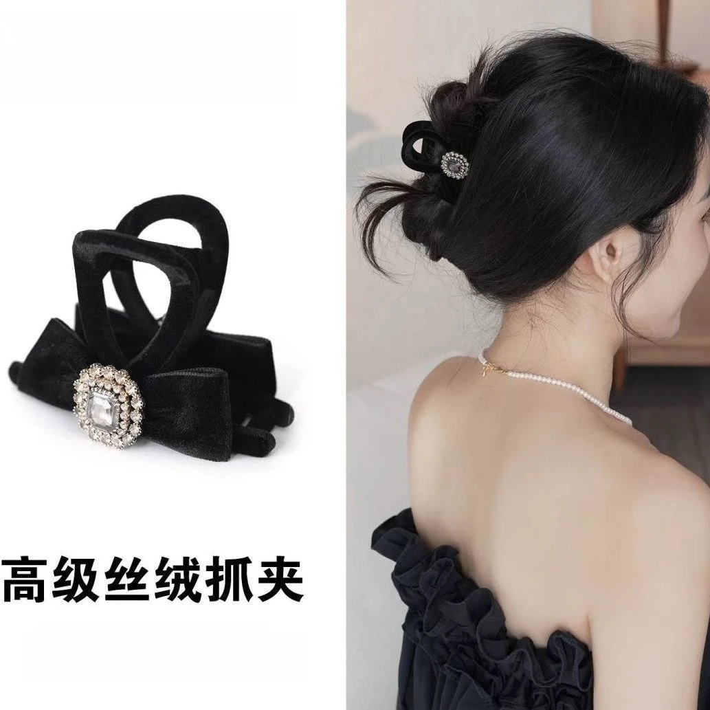 丝绒抓夹网红气质抓夹秋冬氛围法式复古时尚发饰头饰
