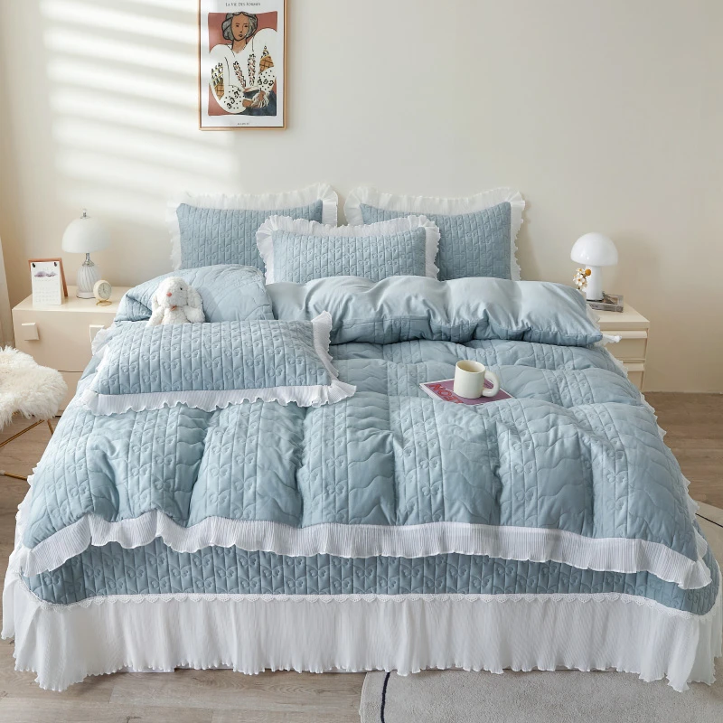 【简约轻奢】夹棉被套可当夏被全棉床盖四件套四季通用舒适透气纯色