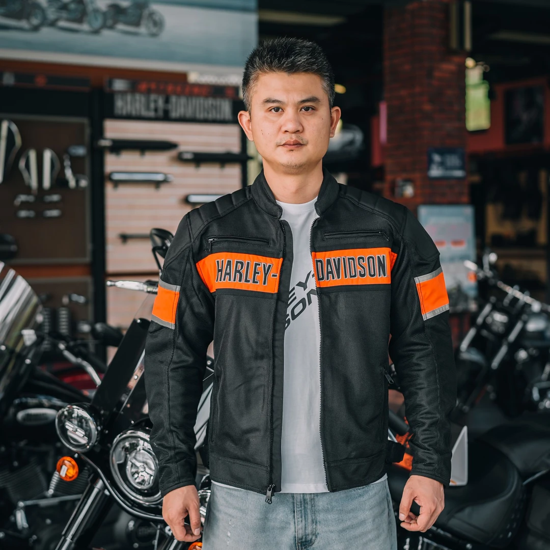 Harley Davidson/哈雷戴维森【HD】橙色横条夏季网眼骑行服