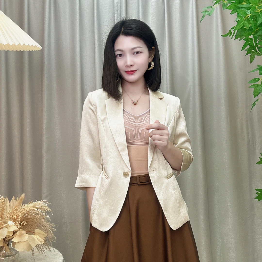 2024新款七分袖薄款西装韩版小西装显瘦气质
