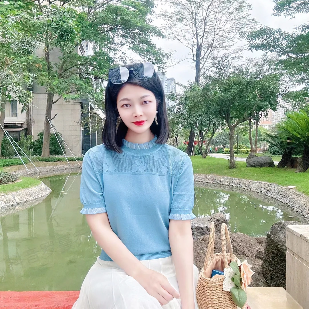 【丽莎推荐】2024新款短袖夏天气质百搭显瘦上衣衬衫提花三角