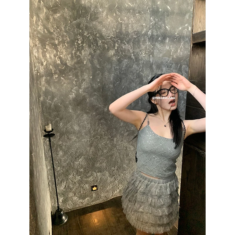 王少女【清清】 早春时尚百搭灰色松紧腰a字蛋糕裙 B16925S41