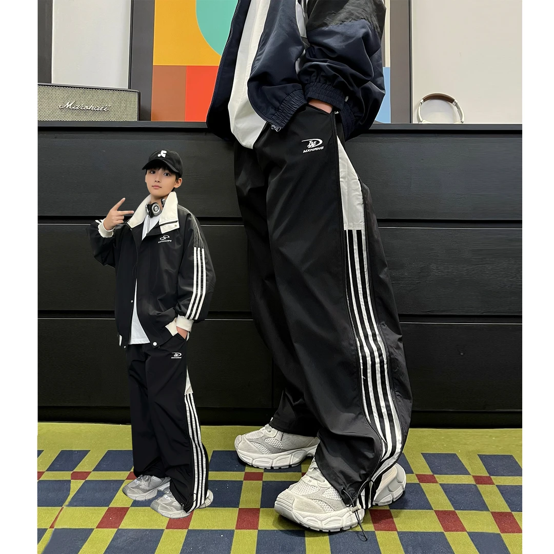 K2891小赖家亲子春秋款中大童宽松青少年时尚潮流抽绳休闲裤