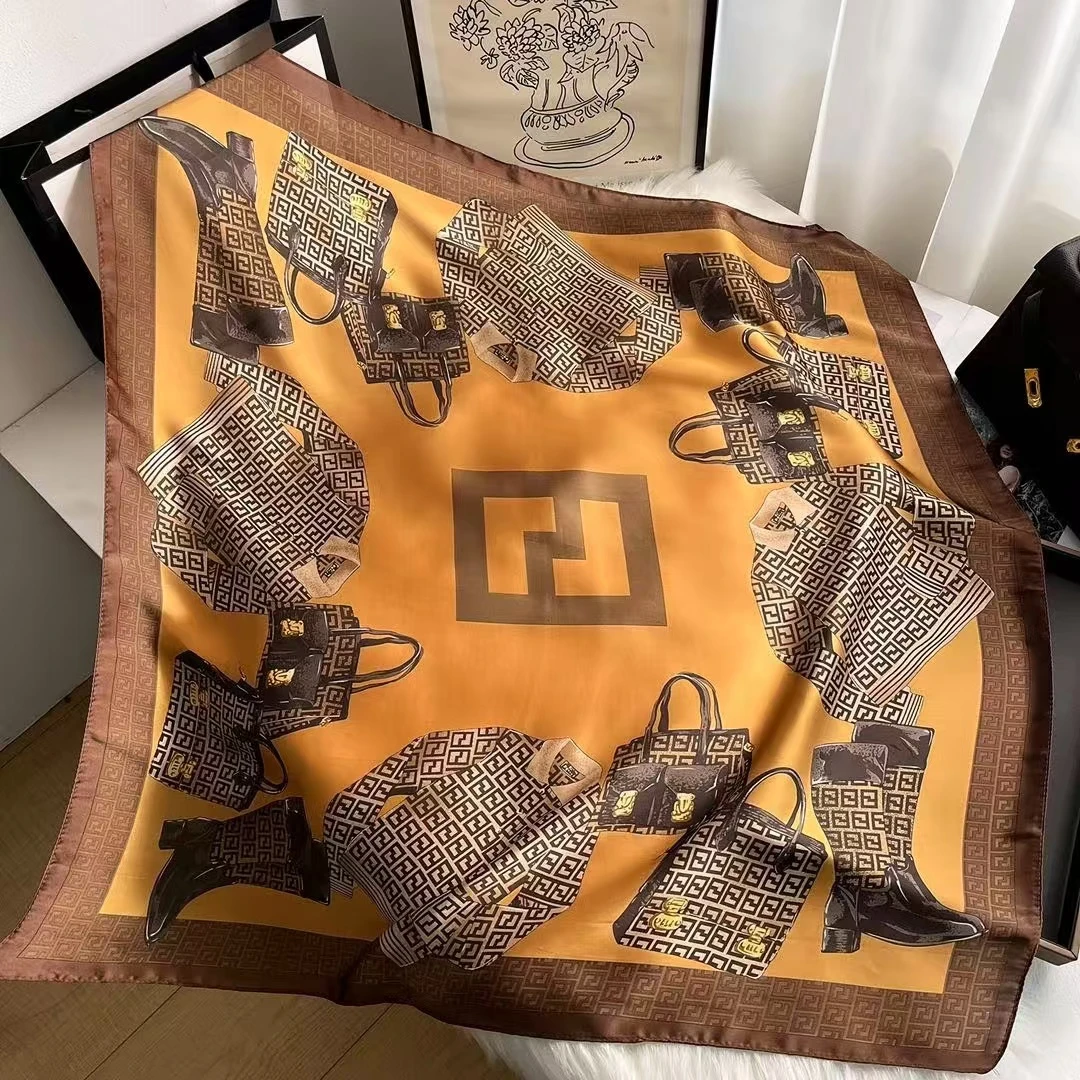 100新款百搭杭州真丝绸丝巾90*90#3723