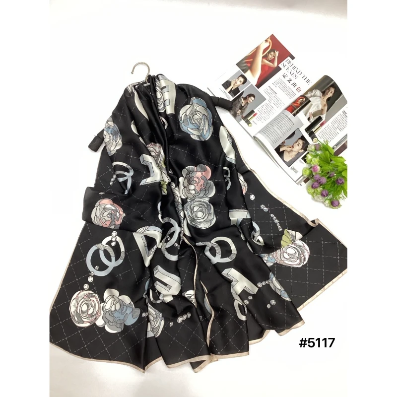 100新款百搭杭州丝绸丝巾90*200#5117