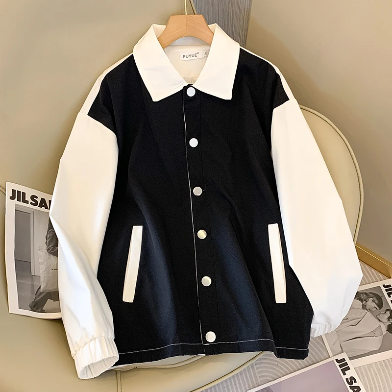 外套男春秋款男女外套男秋季夹克假两件开春休闲拼色爆款百搭宽松