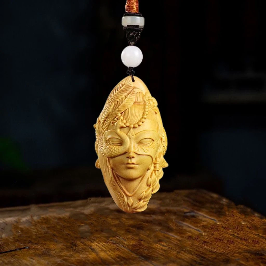 木雕龙凤楼兰美女精工精品黄杨木实木雕刻挂件手把件古美女人物