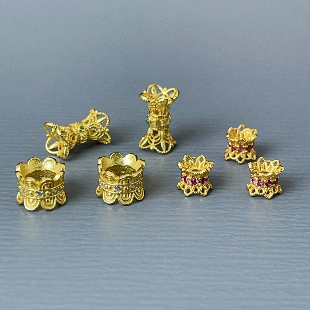 925银银制品 【萌宝饰品】银镀金色小蛮腰隔珠DIY配件、多样性选择