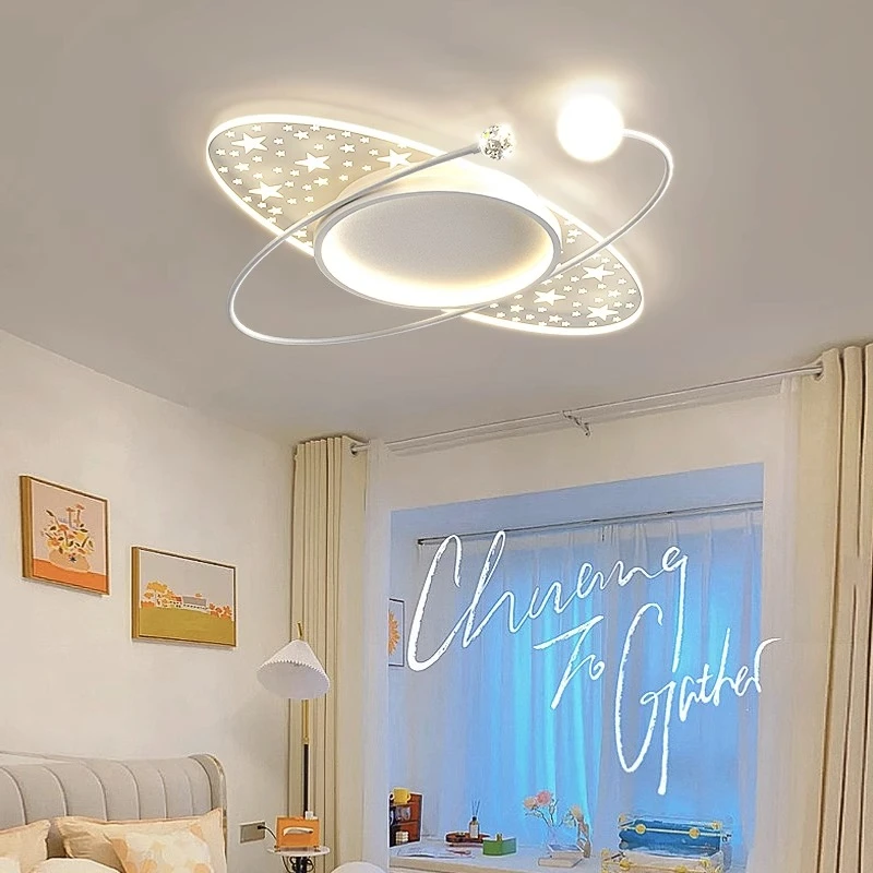 白色极简轻奢卧室灯温馨家用led吸顶灯简约大气创意星星书房灯具