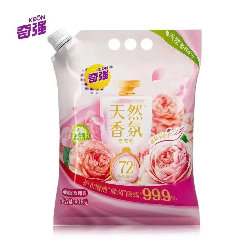 808g/袋奇强天然玫瑰洗衣粉留香持久除菌除螨