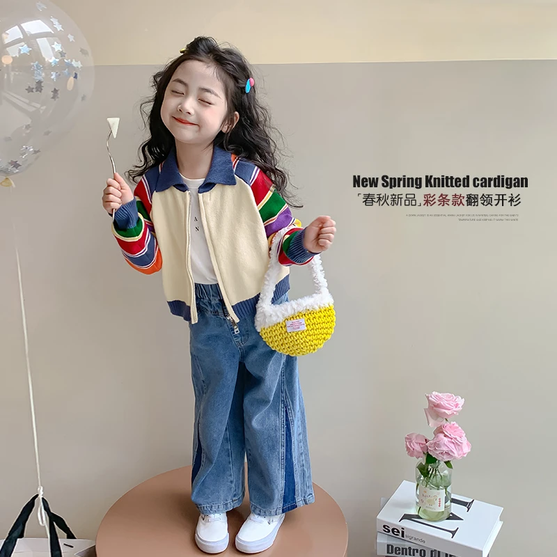 女童秋装外套2025新款儿童针织衫上衣春秋款童装洋气女宝开衫YGG