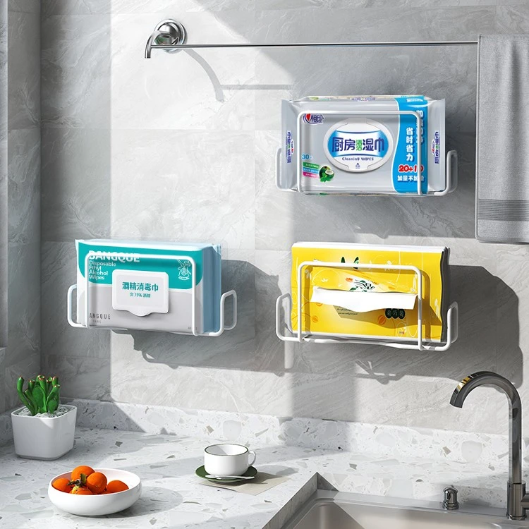 壁挂式婴儿湿纸巾架 免打孔置物架家用湿厕纸厨房湿巾收纳架碳钢
