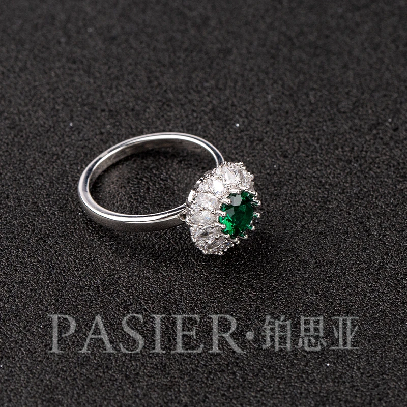 铜合金合成锆石戒指 铂思亚 铜合金[明哲] 轻奢时尚戒指 BD2201绿