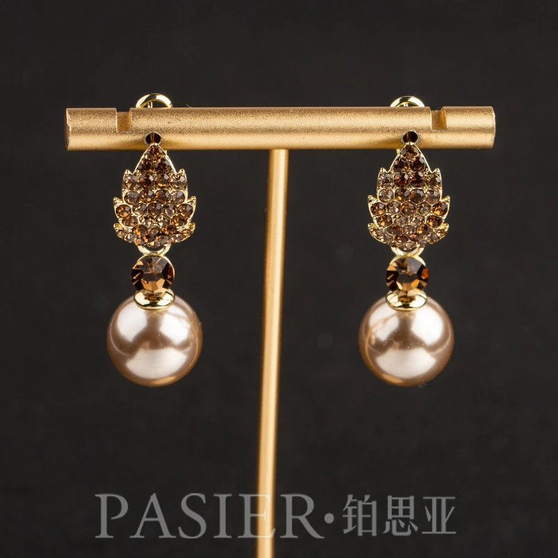 铂思亚 合金亚克力耳饰 铂思亚 合金   [绘曦] 耳环BD2586咖珠