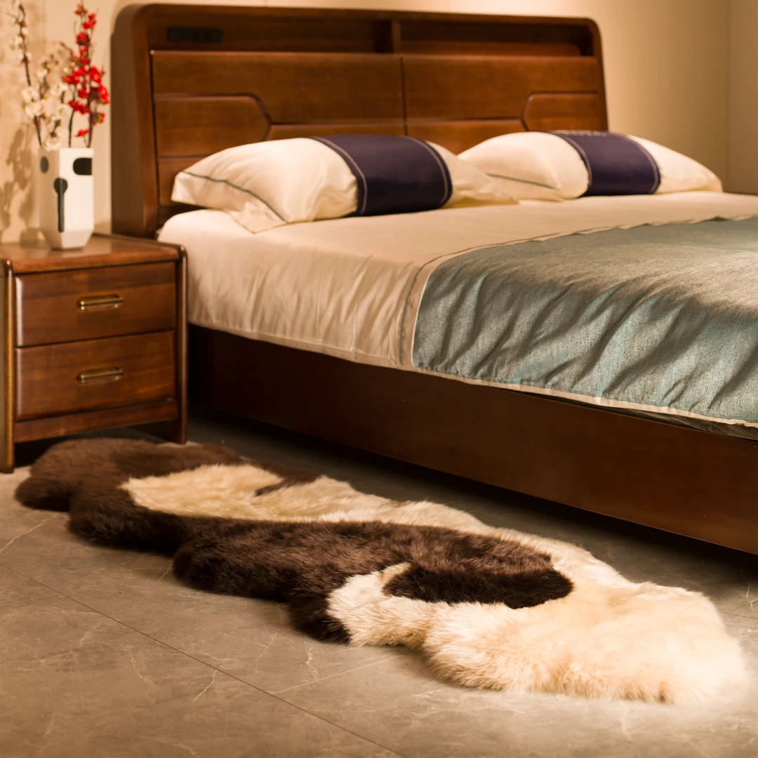 吉羊澳新太极鱼羊毛皮双张优质轻奢防滑地毯摇椅毯飘窗毯防潮四季