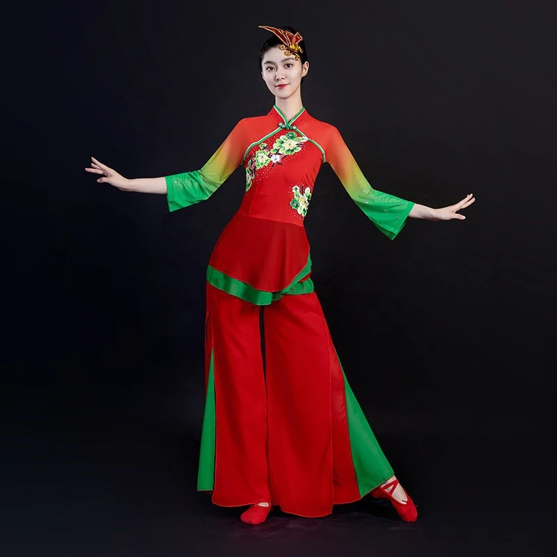 广场舞民族风服装古典秧歌舞蹈服新款腰鼓舞扇子舞灯笼舞演出套装