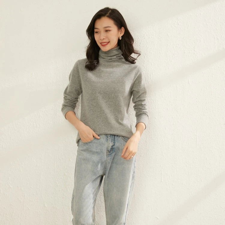 Aibulodi/阿布罗迪秋冬高领羊绒打底衫堆堆领女士套头纯色-196064